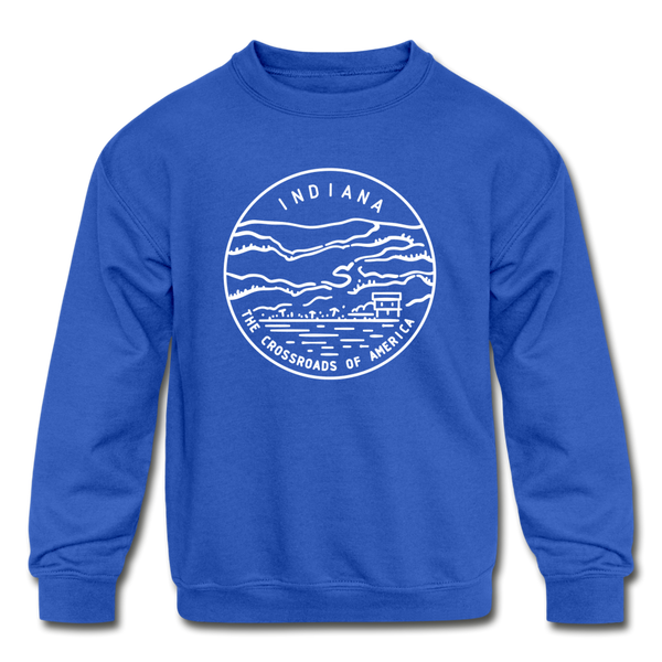 Indiana Youth Sweatshirt - State Design Youth Indiana Crewneck Sweatshirt - royal blue