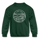 Indiana Youth Sweatshirt - State Design Youth Indiana Crewneck Sweatshirt - forest green