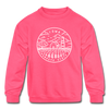 Iowa Youth Sweatshirt - State Design Youth Iowa Crewneck Sweatshirt - neon pink