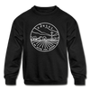Kansas Youth Sweatshirt - State Design Youth Kansas Crewneck Sweatshirt - black