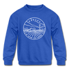 Kansas Youth Sweatshirt - State Design Youth Kansas Crewneck Sweatshirt - royal blue