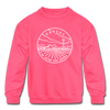 Kansas Youth Sweatshirt - State Design Youth Kansas Crewneck Sweatshirt - neon pink