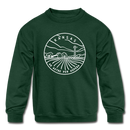 Kansas Youth Sweatshirt - State Design Youth Kansas Crewneck Sweatshirt - forest green