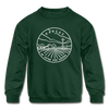 Kansas Youth Sweatshirt - State Design Youth Kansas Crewneck Sweatshirt - forest green