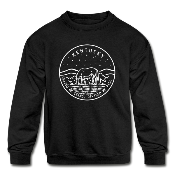 Kentucky Youth Sweatshirt - State Design Youth Kentucky Crewneck Sweatshirt - black