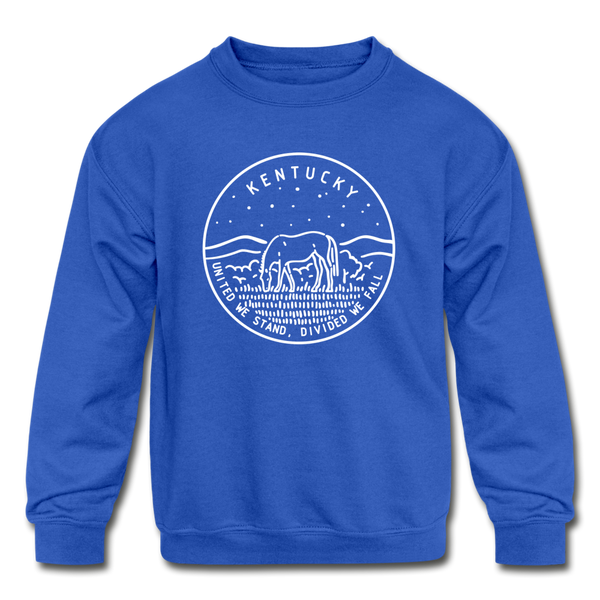 Kentucky Youth Sweatshirt - State Design Youth Kentucky Crewneck Sweatshirt - royal blue