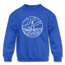 Maine Youth Sweatshirt - State Design Youth Maine Crewneck Sweatshirt - royal blue