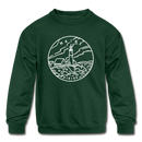 Maine Youth Sweatshirt - State Design Youth Maine Crewneck Sweatshirt - forest green