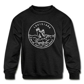Louisiana Youth Sweatshirt - State Design Youth Louisiana Crewneck Sweatshirt - black