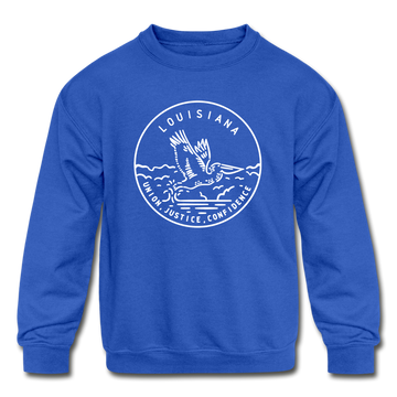 Louisiana Youth Sweatshirt - State Design Youth Louisiana Crewneck Sweatshirt - royal blue
