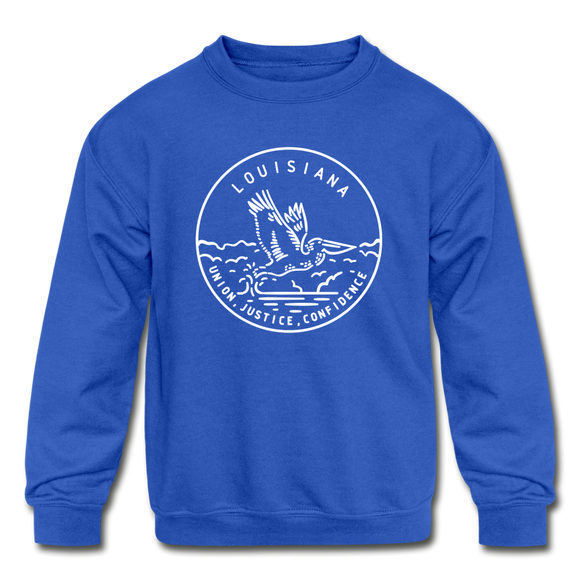 Louisiana Youth Sweatshirt - State Design Youth Louisiana Crewneck Sweatshirt - royal blue