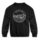 Maryland Youth Sweatshirt - State Design Youth Maryland Crewneck Sweatshirt - black