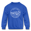 Maryland Youth Sweatshirt - State Design Youth Maryland Crewneck Sweatshirt - royal blue