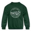 Maryland Youth Sweatshirt - State Design Youth Maryland Crewneck Sweatshirt - forest green