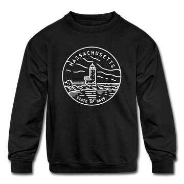 Massachusetts Youth Sweatshirt - State Design Youth Massachusetts Crewneck Sweatshirt - black
