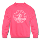Massachusetts Youth Sweatshirt - State Design Youth Massachusetts Crewneck Sweatshirt - neon pink