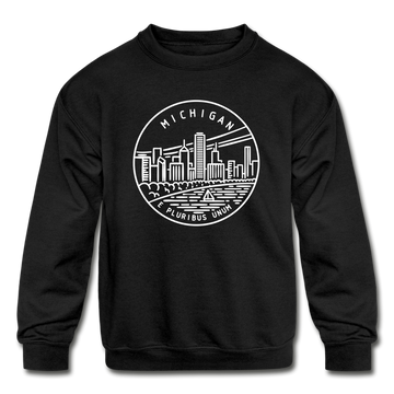 Michigan Youth Sweatshirt - State Design Youth Michigan Crewneck Sweatshirt - black