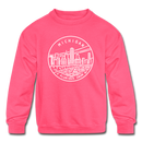 Michigan Youth Sweatshirt - State Design Youth Michigan Crewneck Sweatshirt - neon pink