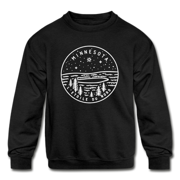 Minnesota Youth Sweatshirt - State Design Youth Minnesota Crewneck Sweatshirt - black