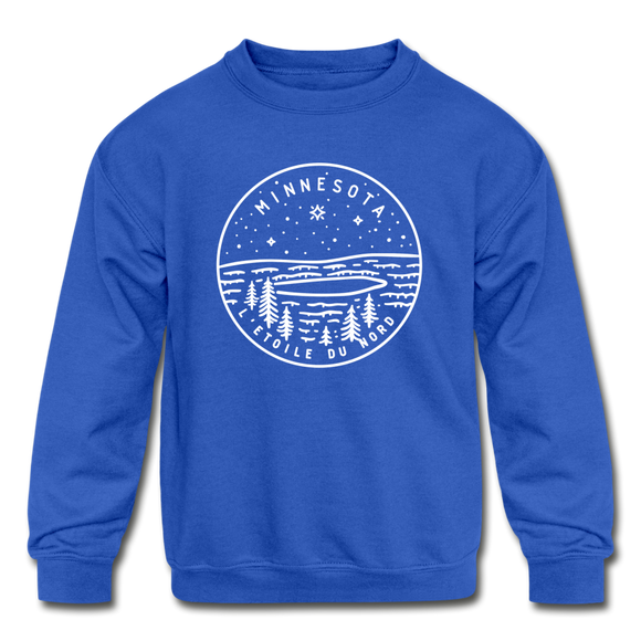 Minnesota Youth Sweatshirt - State Design Youth Minnesota Crewneck Sweatshirt - royal blue