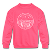 Minnesota Youth Sweatshirt - State Design Youth Minnesota Crewneck Sweatshirt - neon pink