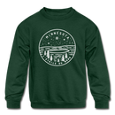 Minnesota Youth Sweatshirt - State Design Youth Minnesota Crewneck Sweatshirt - forest green