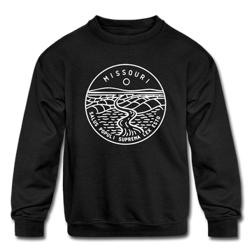 Missouri Youth Sweatshirt - State Design Youth Missouri Crewneck Sweatshirt - black