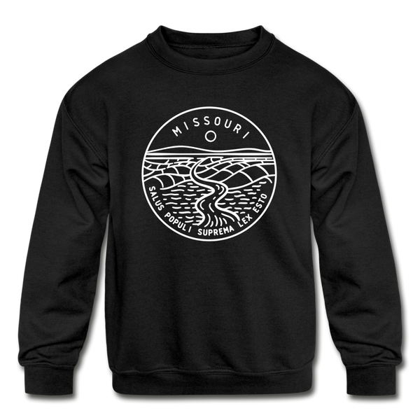 Missouri Youth Sweatshirt - State Design Youth Missouri Crewneck Sweatshirt - black