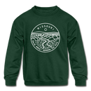 Missouri Youth Sweatshirt - State Design Youth Missouri Crewneck Sweatshirt - forest green