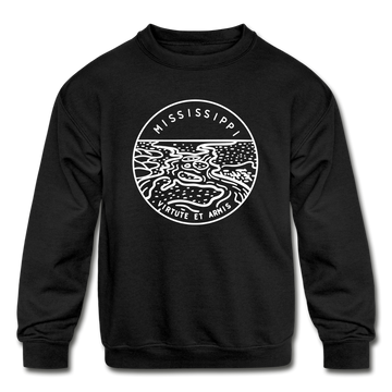 Mississippi Youth Sweatshirt - State Design Youth Mississippi Crewneck Sweatshirt - black