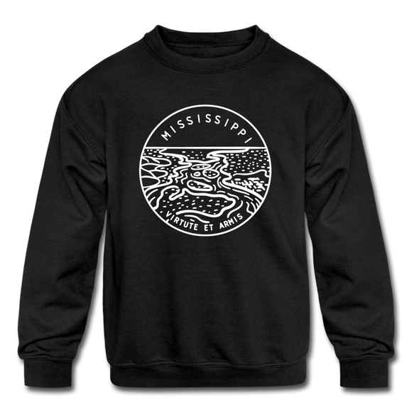 Mississippi Youth Sweatshirt - State Design Youth Mississippi Crewneck Sweatshirt - black