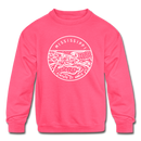 Mississippi Youth Sweatshirt - State Design Youth Mississippi Crewneck Sweatshirt - neon pink