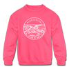 Mississippi Youth Sweatshirt - State Design Youth Mississippi Crewneck Sweatshirt - neon pink