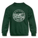 Mississippi Youth Sweatshirt - State Design Youth Mississippi Crewneck Sweatshirt - forest green