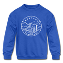 Montana Youth Sweatshirt - State Design Youth Montana Crewneck Sweatshirt - royal blue