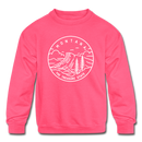 Montana Youth Sweatshirt - State Design Youth Montana Crewneck Sweatshirt - neon pink