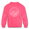 Montana Youth Sweatshirt - State Design Youth Montana Crewneck Sweatshirt - neon pink