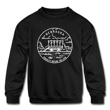 Nebraska Youth Sweatshirt - State Design Youth Nebraska Crewneck Sweatshirt - black