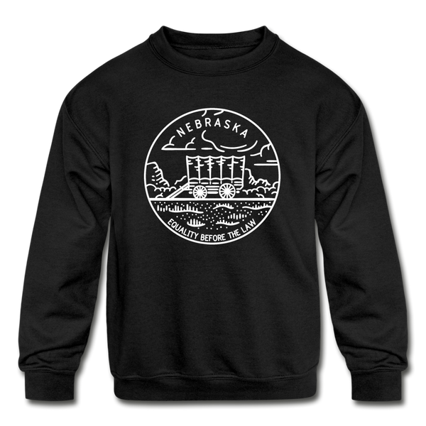 Nebraska Youth Sweatshirt - State Design Youth Nebraska Crewneck Sweatshirt - black
