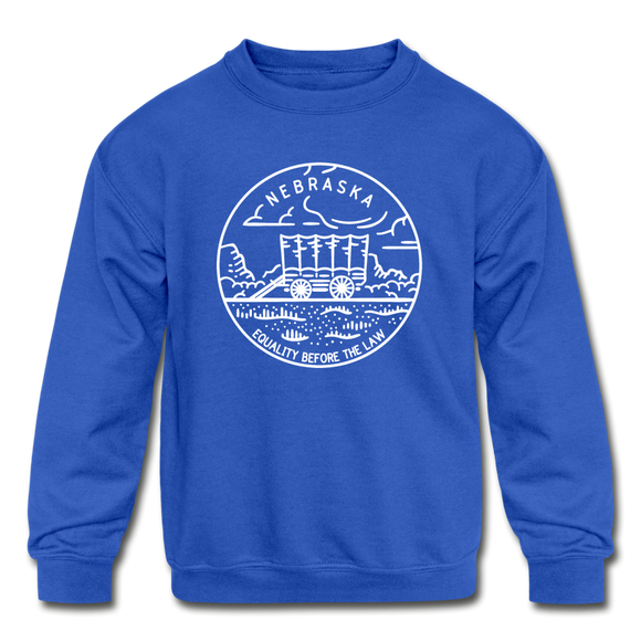 Nebraska Youth Sweatshirt - State Design Youth Nebraska Crewneck Sweatshirt - royal blue