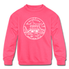 Nebraska Youth Sweatshirt - State Design Youth Nebraska Crewneck Sweatshirt - neon pink