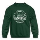 Nebraska Youth Sweatshirt - State Design Youth Nebraska Crewneck Sweatshirt - forest green