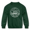 Nebraska Youth Sweatshirt - State Design Youth Nebraska Crewneck Sweatshirt - forest green