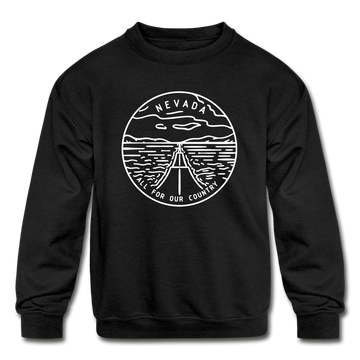 Nevada Youth Sweatshirt - State Design Youth Nevada Crewneck Sweatshirt - black