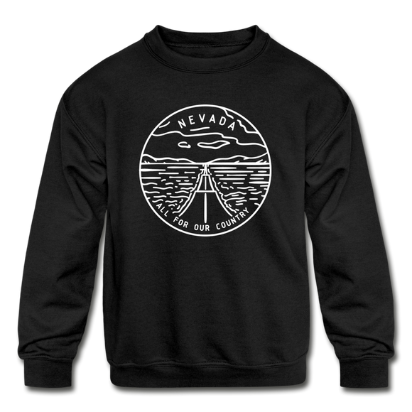 Nevada Youth Sweatshirt - State Design Youth Nevada Crewneck Sweatshirt - black