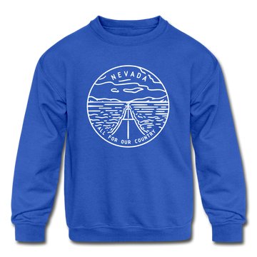 Nevada Youth Sweatshirt - State Design Youth Nevada Crewneck Sweatshirt - royal blue