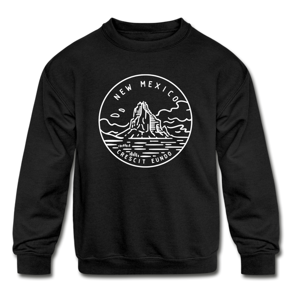 New Mexico Youth Sweatshirt - State Design Youth New Mexico Crewneck Sweatshirt - black