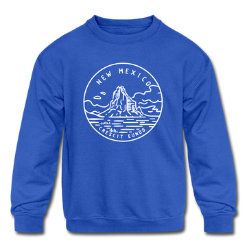 New Mexico Youth Sweatshirt - State Design Youth New Mexico Crewneck Sweatshirt - royal blue