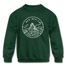 New Mexico Youth Sweatshirt - State Design Youth New Mexico Crewneck Sweatshirt - forest green