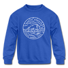 North Dakota Youth Sweatshirt - State Design Youth North Dakota Crewneck Sweatshirt - royal blue